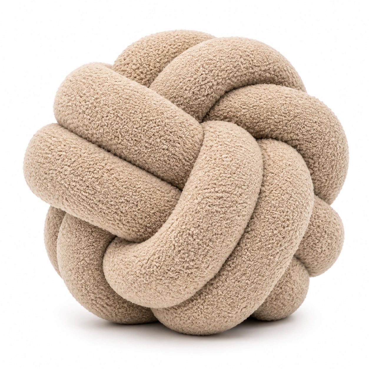 Knotenkissen 30 cm aus Polyester in Beige - geflochtenes Dekokissen