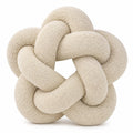 Knotenkissen 30 cm in Creme aus Bouclé Stoff als dekoratives Sofakissen