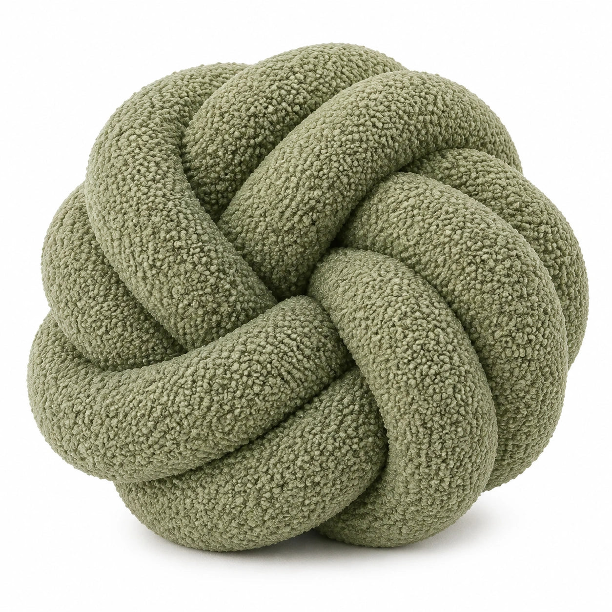 Knoten-Kissen 30 cm Bouclé Grün weiches Dekokissen
