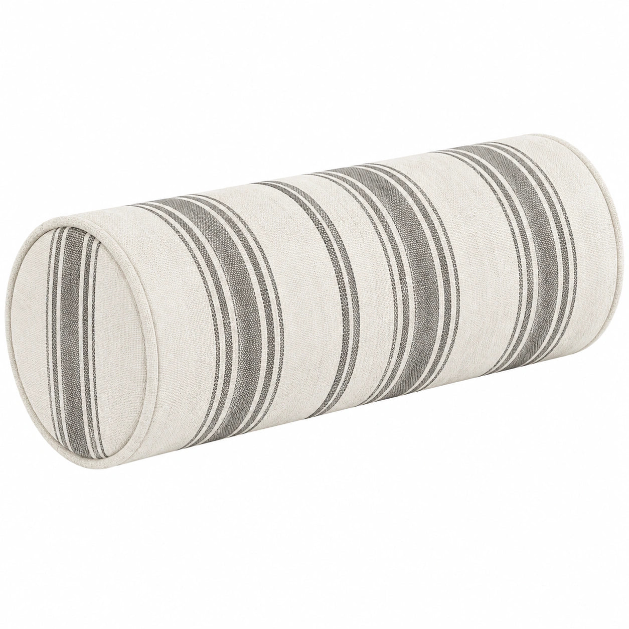 Nackenrolle 60 cm x 20 cm Textil Creme Grau gestreift für Sofa und Bett