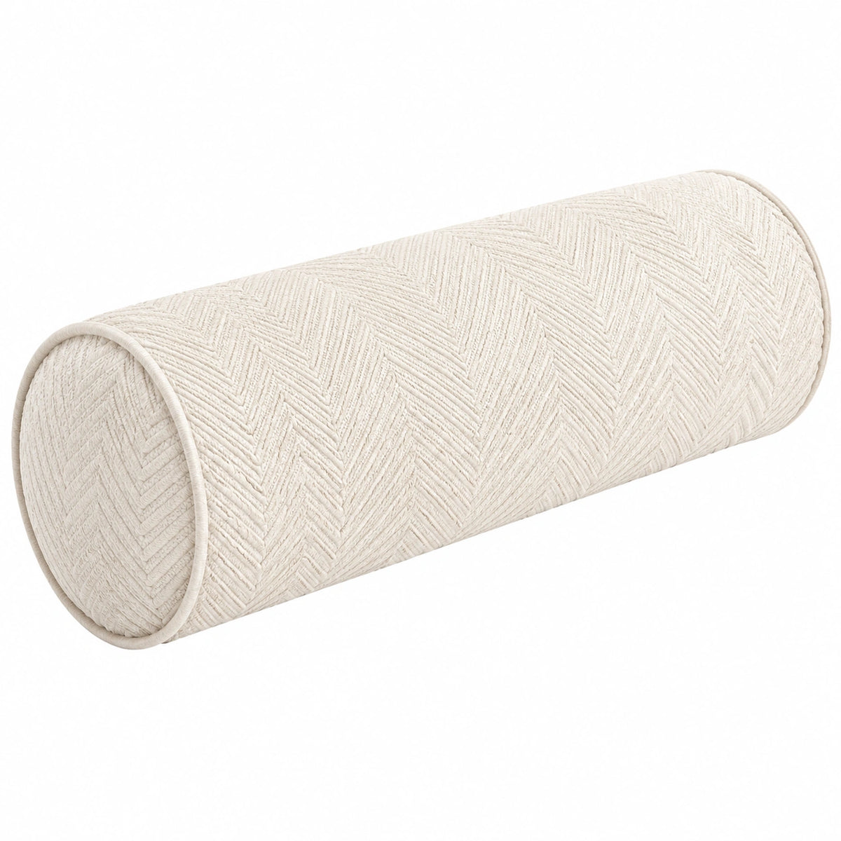 Nackenrolle 20 x 50 cm in Creme mit Textilbezug und Fischgrätstruktur