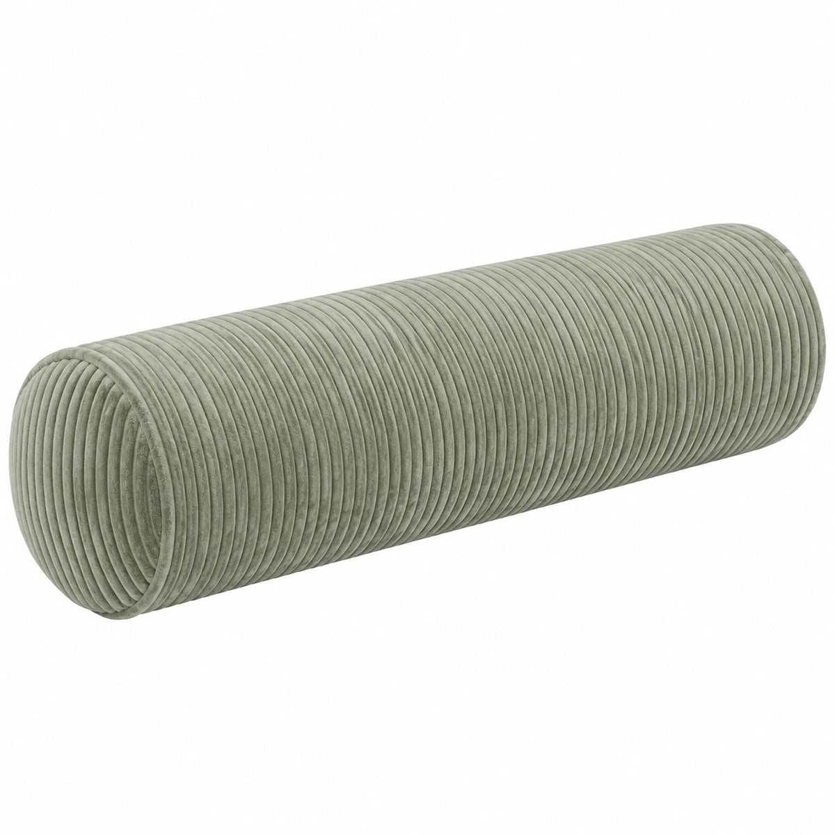 Nackenrolle 20 x 60 cm aus geripptem Stoff Salbeigrün für Sofa und Bett