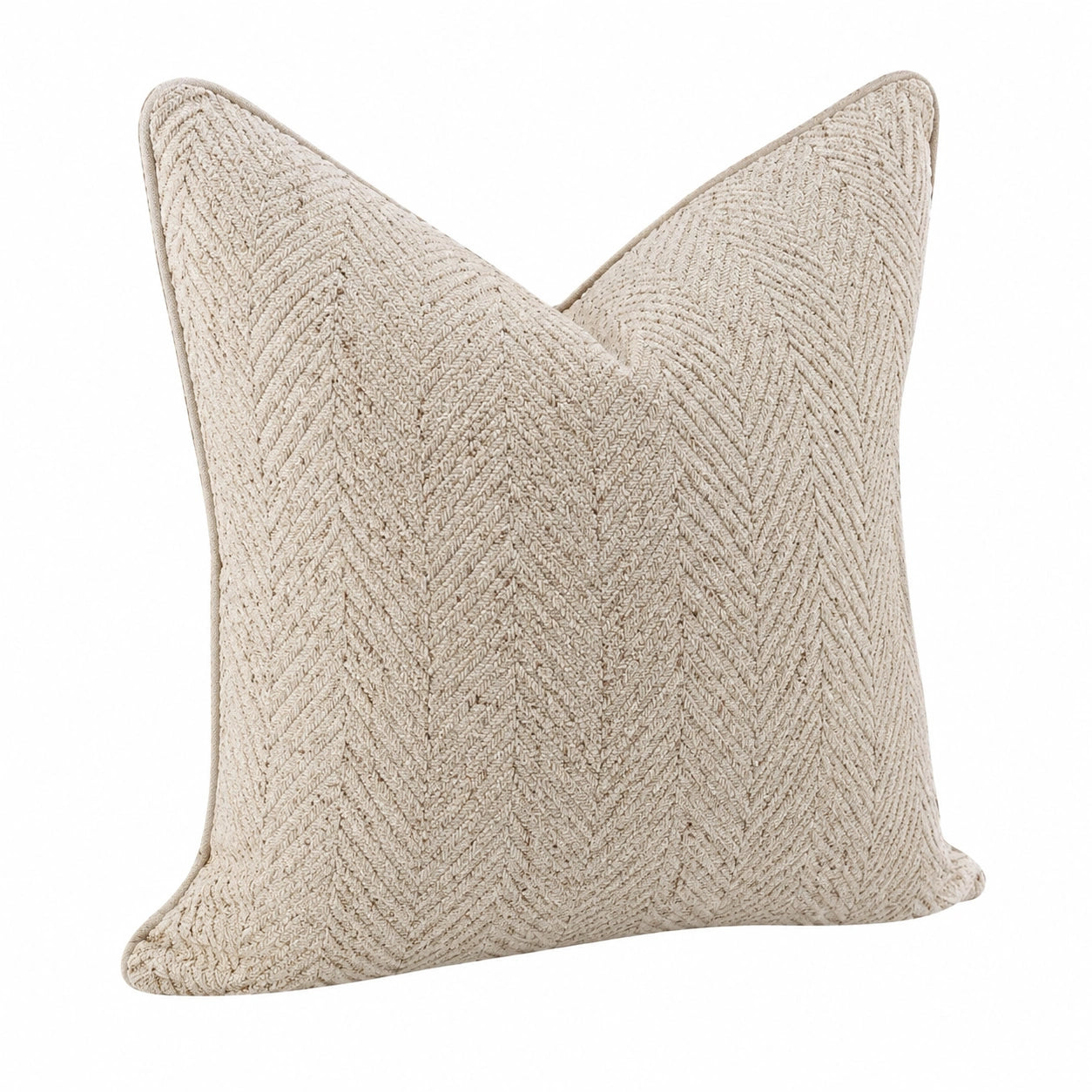 Dekokissen 45 x 45 cm Textil Beige mit Fischgrätstruktur