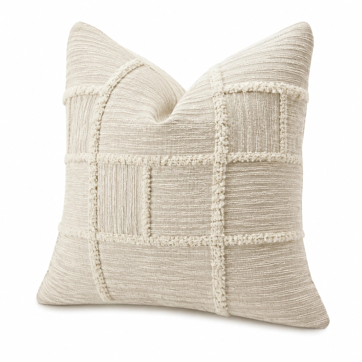 Dekokissen 45 cm Textil Creme mit Strukturmuster