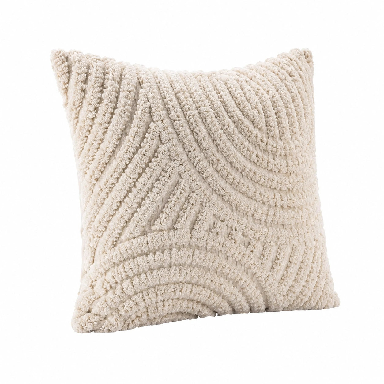 Quadratisches Zierkissen 45 x 45 cm aus Textil in Creme mit strukturierter Oberfläche