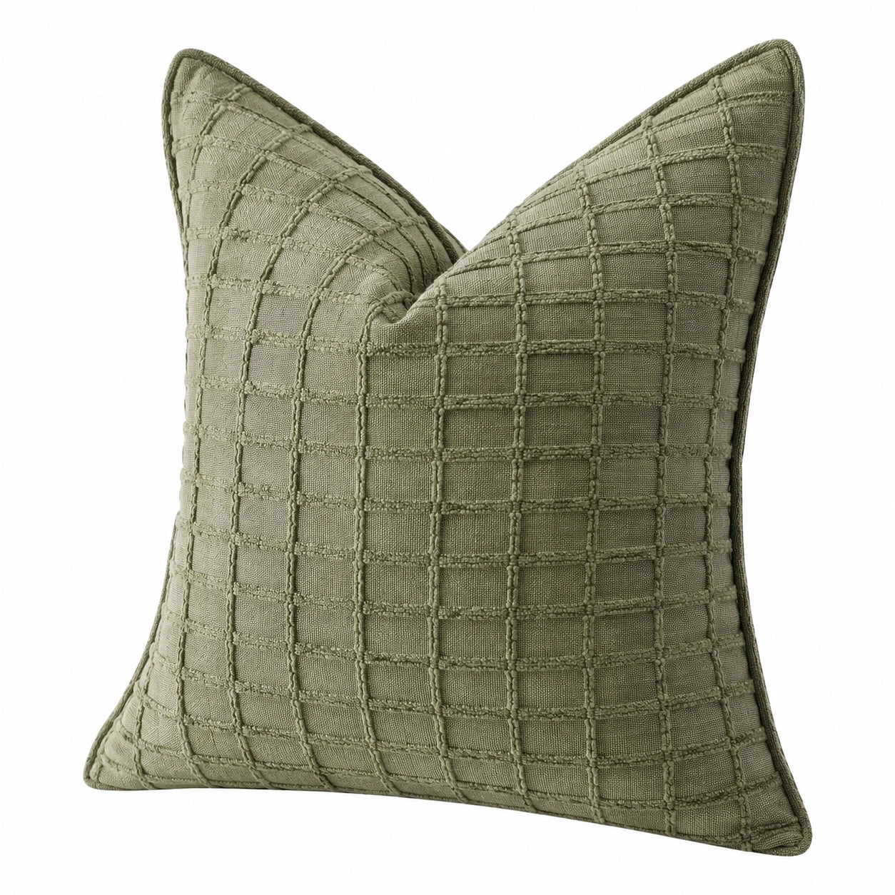 Dekokissen 45 x 45 cm olivgrün Textil mit Karomuster