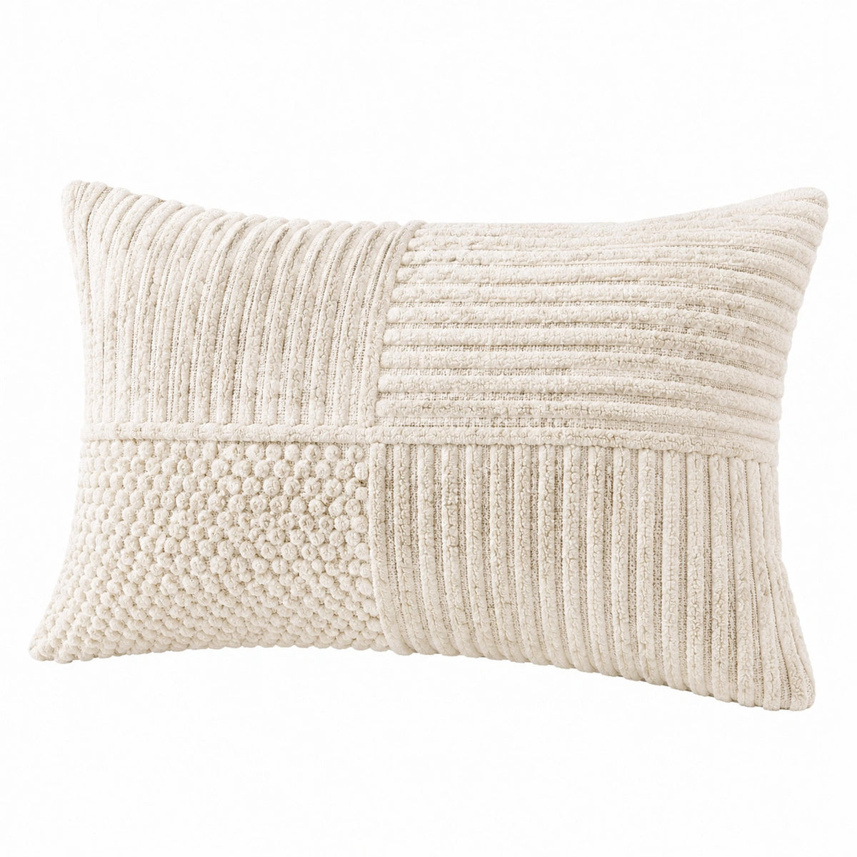 Dekokissen 50 x 35 cm Creme Textil mit Strukturmuster für Wohnräume