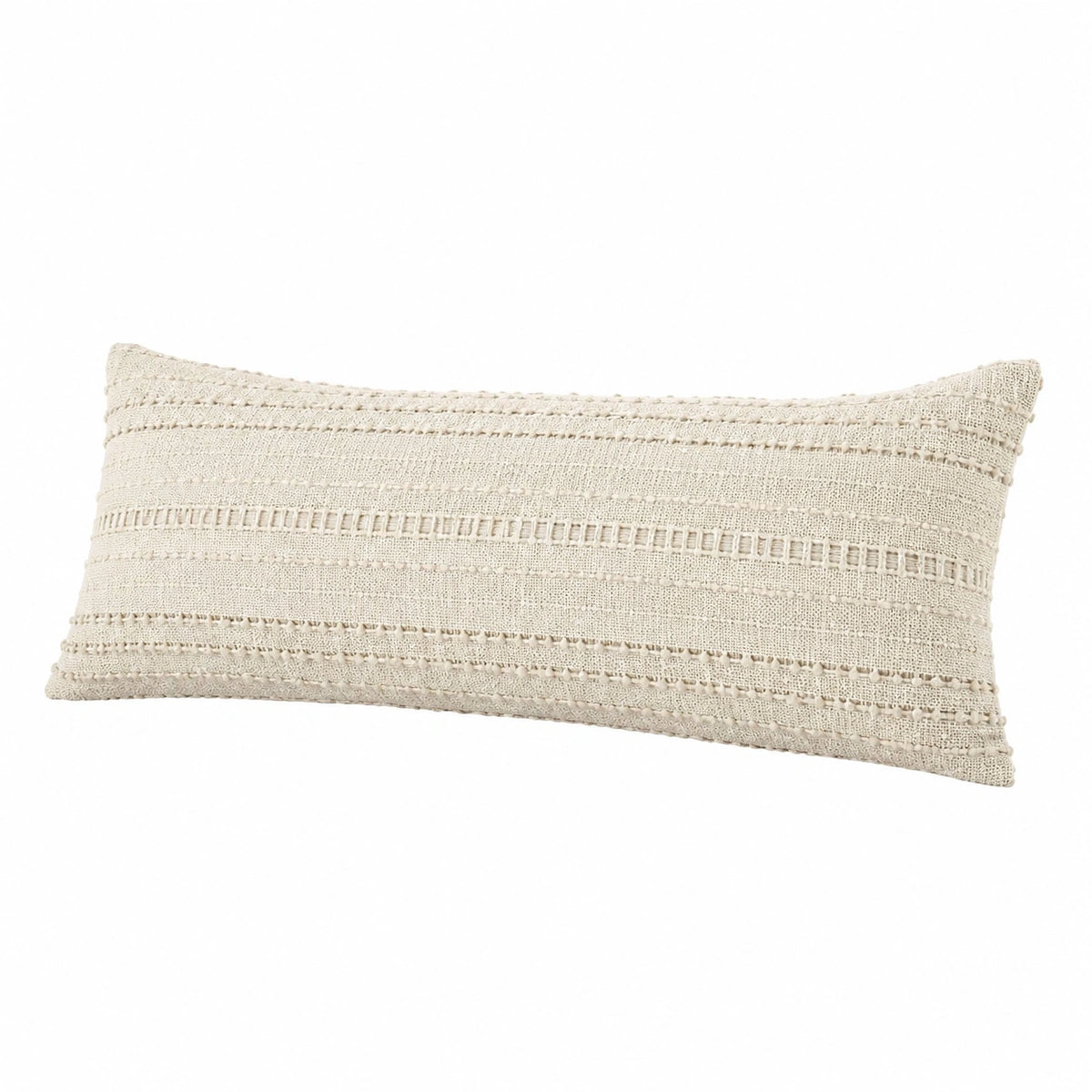 Rechteckiges Zierkissen 60 cm x 30 cm aus Textil in Creme für Sofa im Boho-Stil