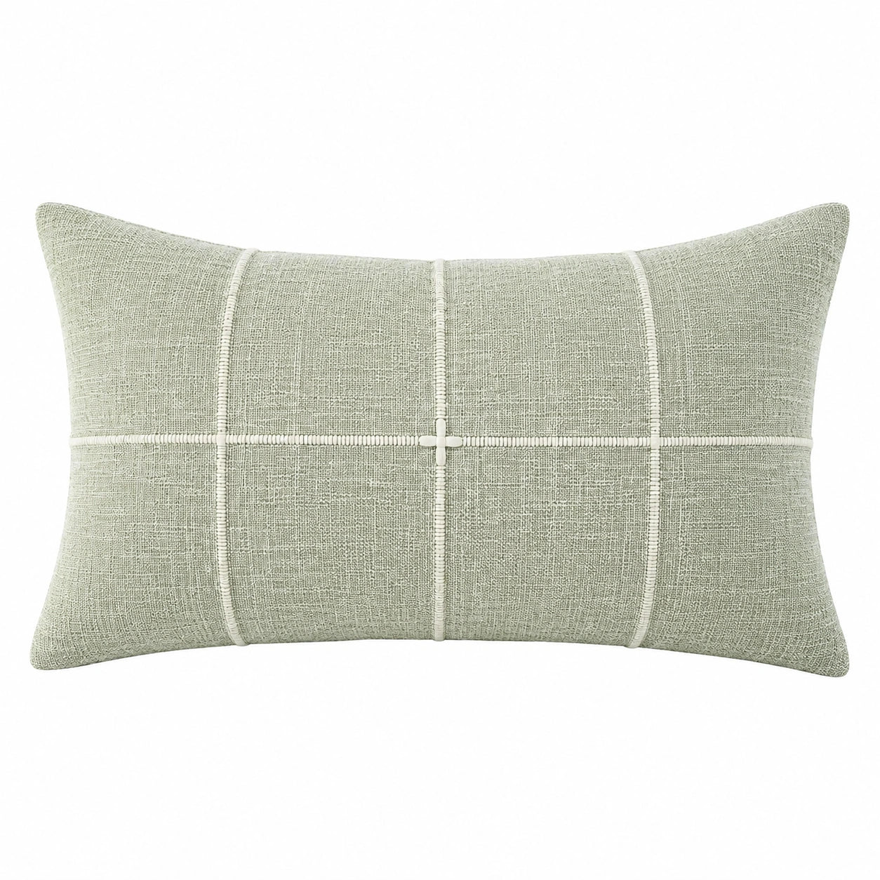 Zierkissen 50 x 30 cm Textil Salbeigrün für Sofa mit Ziernaht