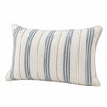 Zierkissen 50 x 30 cm gewebter Textilbezug Creme Blau gestreift für Sofa