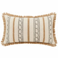 Zierkissen 50 x 30 cm Textil Creme Beige mit Fransen