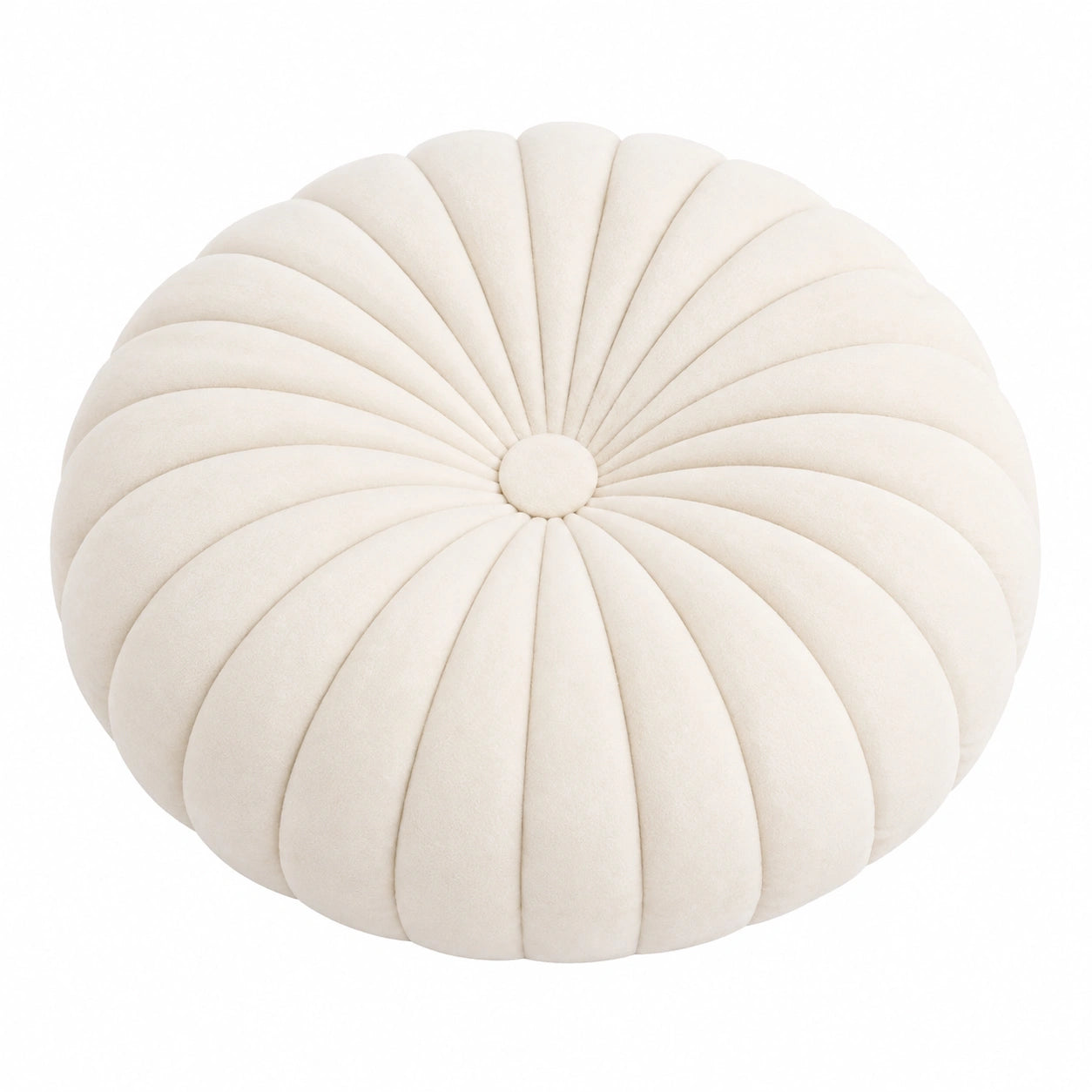 Rundes Zierkissen 45 cm Creme Textil mit Faltenstruktur