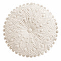 Rundes Zierkissen 45 cm aus Baumwolle Creme mit Strickstruktur