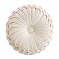 Rundes Zierkissen 40 cm Creme Textil mit geflochtener Kante