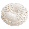 Rundes Zierkissen 45 cm Samt Creme mit geflochtener Kante